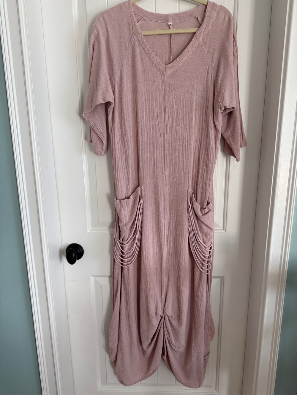 Oh My Gauze! Dusty Rose V-Neck Maxi Dress with Pocket Detail